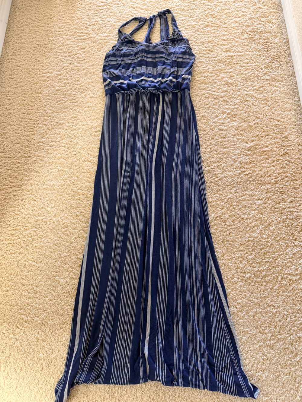 Navy Blue Striped Maxi Dress